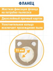 Мешки ПРАКТИКА для пылесосов BOSCH, METABO, STARMIX и др., до 56л, синтетика, уп. 2шт.