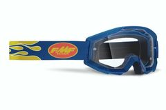 Маска кросс FMF - 100% Powercore Flamy синяя с прозрачной линзой