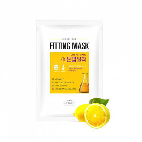 Scinic micro care fitting mask (tone up care) - Осветляющая и увлажняющая листовая маска для лица