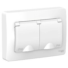 Розетка 2-м СП BLANCA 16А 250Взащ. шторки с заземл. с крышками IP44 бел. SchE BLNRS441121
