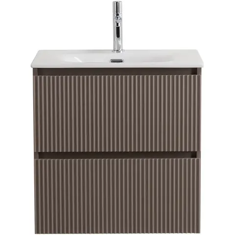 BelBagno UNO-MINI-600-2C-SO-СO База под раковину подвесная с фрезерованными ручками по всей длине фасада с двумя выкатн. ящ., Бежевый Мат.,600x395x608