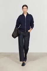 Massimo Dutti Кардиган из 100% шерсти с застежкой-молнией, чернильно-синий