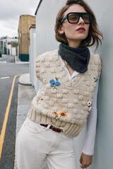 ZARA ЖИЛЕТ ОВЕРСАЙЗ ИЗ ФАКТУРНОГО ТРИКОТАЖА, ЭКРЮ