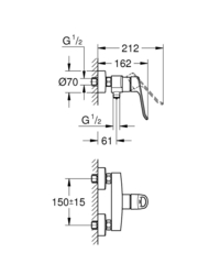 Смеситель для душа GROHE Eurosmart, хром 25242003