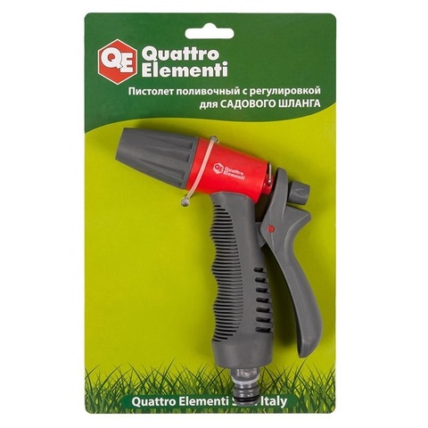 Пистолет поливочный QUATTRO ELEMENTI 1-режимный, мягкий пластик, регулировка напора (646-140)