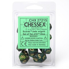Chessex 10-D10 set Scarab Jade / Gold
