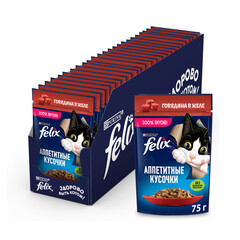 Felix пауч для взрослых кошек говядина кусочки в желе 75 г