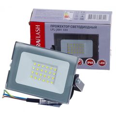 Прожектор светодиодный, Ultraflash, LFL-2001 C03, 20 Вт, 6500 К, сер
