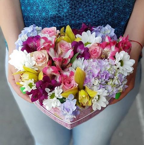 Сердце с микс цветами