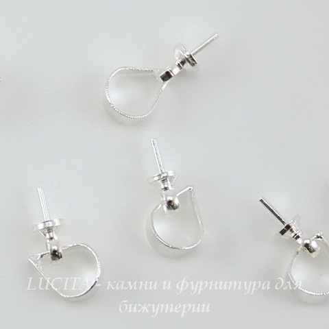 Держатель для бусины - петелька 7х3 мм (цвет - серебро), 10 штук