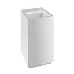 Gessi Rettangolo 37526#521 Раковина напольная 42х42см с 3 намеч.отверстиями, слив в стену, с донным клапаном и сифоном, цвет: матовый белый фото