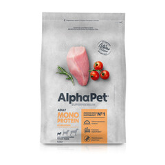 ALPHAPET сухой корм для взрослых собак мелких пород (индейка) 500 гр