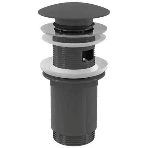 Alcaplast A392-GM-P Донный клапан сифона для умывальника CLICK/CLACK 5/4", цельнометаллический с переливом и большой заглушкой, GUN METAL-глянец