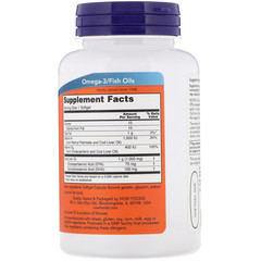 Now Foods, Жир печени трески, усиленного действия, 1000 мг, 90 мягких таблеток
