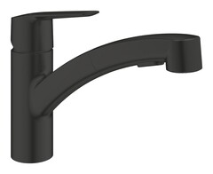GROHE Start 303072431 Смеситель для кухонной мойки, низкий выдвижной излив, цвет матовый чёрный фото
