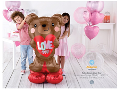 Шар А Фигура на подставке, Мишка с сердцем Love, 27