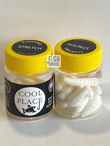Форелевая силиконовая приманка COOL PLACE MAGGOT FLOATING STRETCH цвет БЕЛЫЙ плавающая 40 мм/ 10 шт в банке.