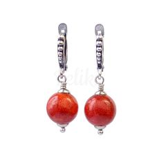 Серьги с кораллом с-0763