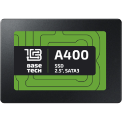 SSD BaseTech A400 120Гб, 2.5", SATA3, Bulk, TLC, Чтение:550мб/с, Запись:450мб/с (SSDBTA400120GN)