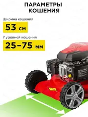 Газонокосилка бензиновая DDE LM 53-70 D (7,0 л.с. шир 53 см выс 25-70 мм сборник самоход) (791-936)