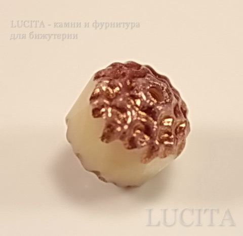 Бусина с огранкой "Антик" (цвет- белый с медью) 8 мм , 6 штук ()