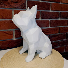 Фигурка БУЛЬДОГ, низкополигональная, дизайнерская. Low Poly Bulldog 15см., белая