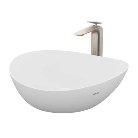 TOTO TA L4704MTE#CMW (второй арт LS903MTVE#CMW) Раковина полувстраиваемая с матовой эмалью CLEAN MATTE 460x420x177(130)мм, без отверстия  под смеситель, с переливомt, цвет: белый матовый