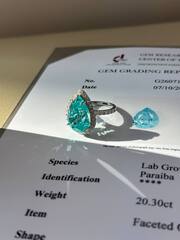 Кольцо из серебра с кварцем турмалин-параиба, огранки капля
