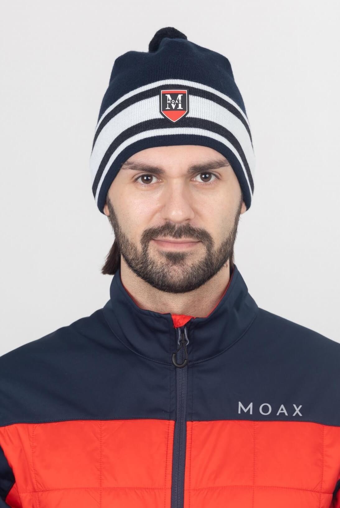 Вязаная шапка с шерстью Moax Tradition сине-белая