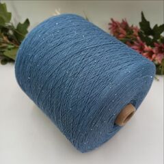 Cotton Sequin One 100% хлопок, пайетка 1мм 1000м/100гр 008 Джинс + серебро