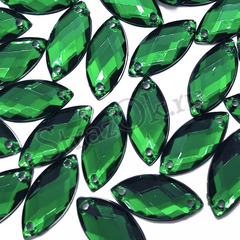 Стразы пришивные Navette Emerald, Лодочка зеленые купить оптом на StrazOK.ru