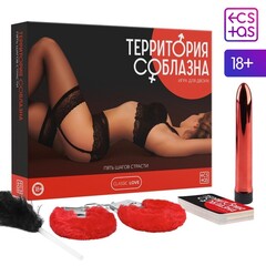 Игра для двоих «Территория соблазна. Пять шагов страсти», 4 в 1 (50 карт, перо, наручники, вибратор), 18+