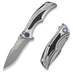 Фото Складной нож WE Knife Tighe Down, сталь M390, рукоять титан/карбон, серый