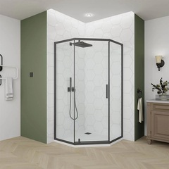 Veconi Ottimo OP10B-100100-01-C9 Душевой уголок 100x100 см, профиль черный матовый, стекло прозрачное фото