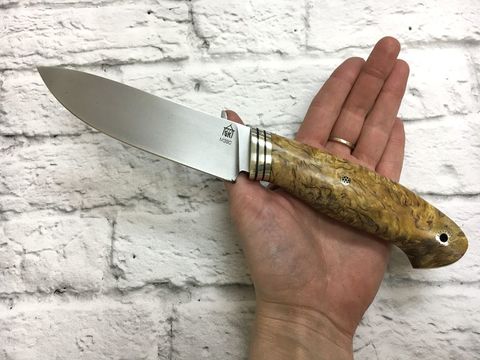 Нож Охотник M390, карельская береза, подарочная