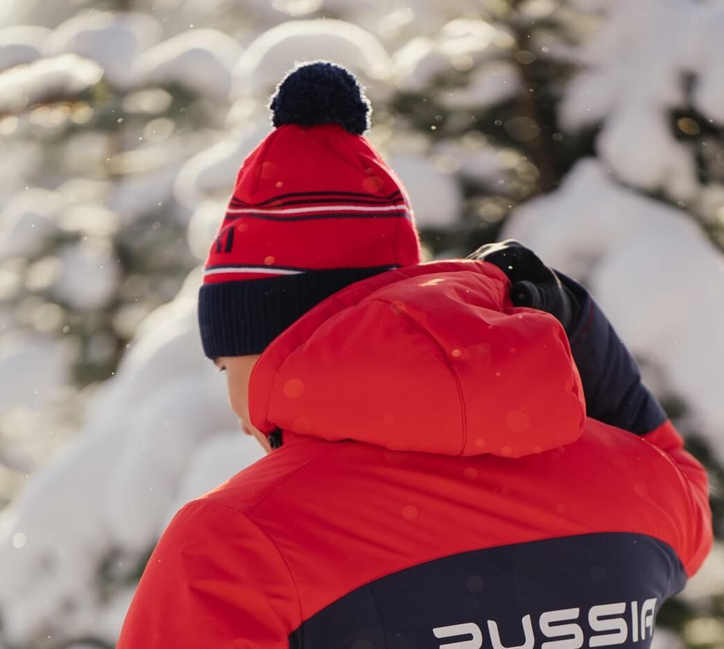 Теплая шапка Nordski Stripe красная - 3