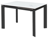 Стол КОРНЕР CORNER 120 цвет БЕЛЫЙ МРАМОР МАТОВЫЙ (MATTE STATUARIO керамика, стекло/ ЧЕРНЫЙ, ®DISAUR
