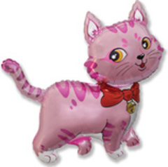Шар F Мини-фигура, Милый котенок (розовый), 14''/34 см, 5 шт.