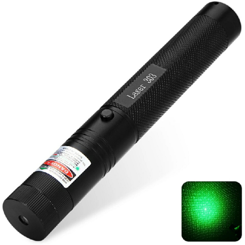 Лазерная указка Green Laser Pointer 303 зеленая с дополнительной насадкой, 5000 mW
