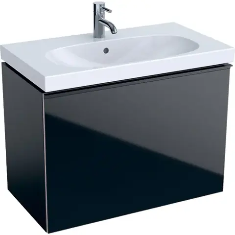 Geberit Acanto 500.615.16.1 Тумба под раковину, 74x53.5x41.6см, черный / лакированный матовый, черный / глянцевое стекло