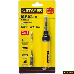 STAYER MS 300, 40 Вт, 1200°С в наборе: 4 в 1, горелка, фен, 2 жала, газовый паяльник (55506-H4)