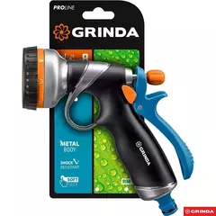 GRINDA RM-8, 8 режимов, курок сзади, металлический с TPR, поливочный пистолет, PROLine (8-427143)