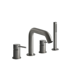 Gessi 316 54037#239 Смеситель для ванны на 4 отверстия, с переключателем, изливом и шлангом 1,50 м, цвет: steel brushed фото