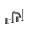 Gessi 316 54037#239 Смеситель для ванны на 4 отверстия, с переключателем, изливом и шлангом 1,50 м, цвет: steel brushed