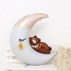 Шар К Фигура, Мишка на месяце/луне, 36''/91 см, 1 шт. (В упаковке)