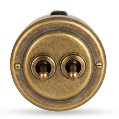 Переключатель (проходной) ретро тумблерый 2 кл. "Бронза" VINTAGE-BRASS 30402-1 / 2 группы света, проходной
