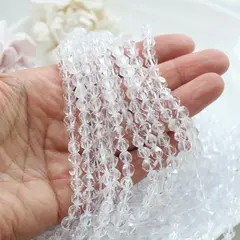 Горный хрусталь, граненые бусины, 6 мм, нить, К012