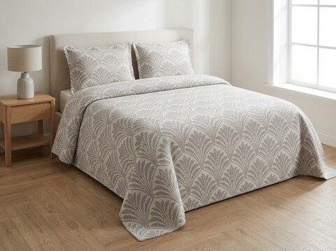 Покрывало Velora Home «Sidelya» 240×260 см + 2 наволочки 50×70 см, серый, хлопок 100%