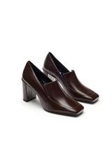 Massimo Dutti Кожаные лоферы на каблуке - Limited Edition, бургунди