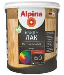 Лак акриловый для стен и потолков шелковисто-матовый 2,5л Alpina Aqua